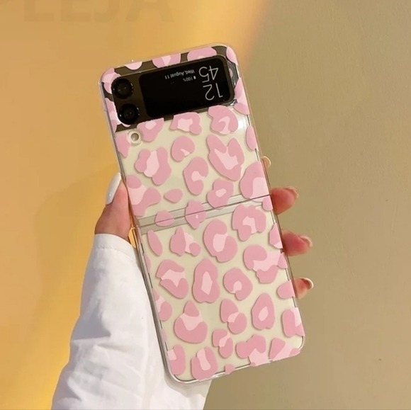 Galaxy Z Flip 3 Case Pink Leopard Clear - Picture 1 of 6